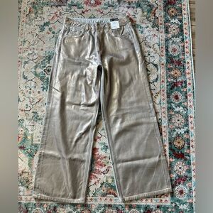 Gold Foil Jeans Wide Leg